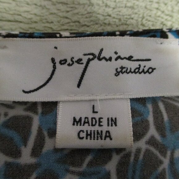 Josephine Studio top 3/4 length sleeves w/stretch, dark brown & teal size L - Picture 3 of 7